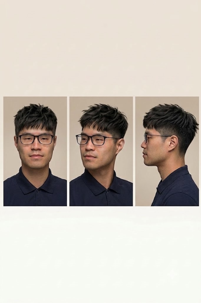The customer shown wearing the reference hairstyle.